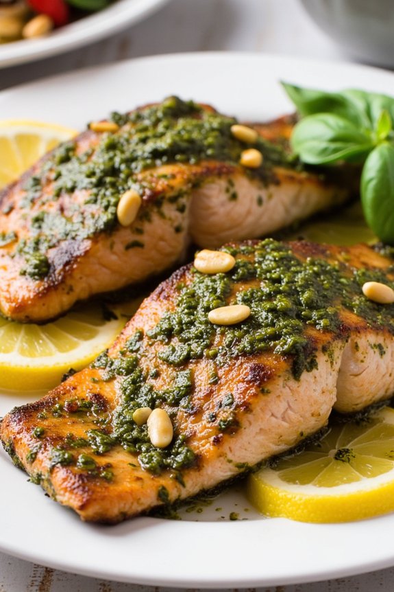pesto glazed salmon recipe delight