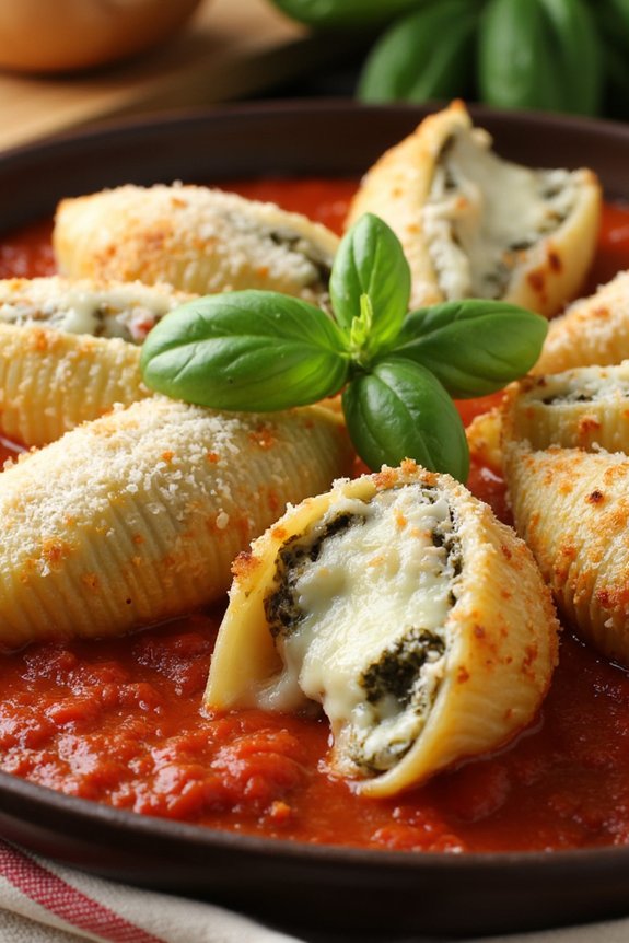 pesto mozzarella stuffed shells