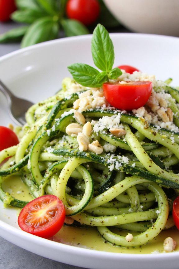 pesto zucchini noodles delight