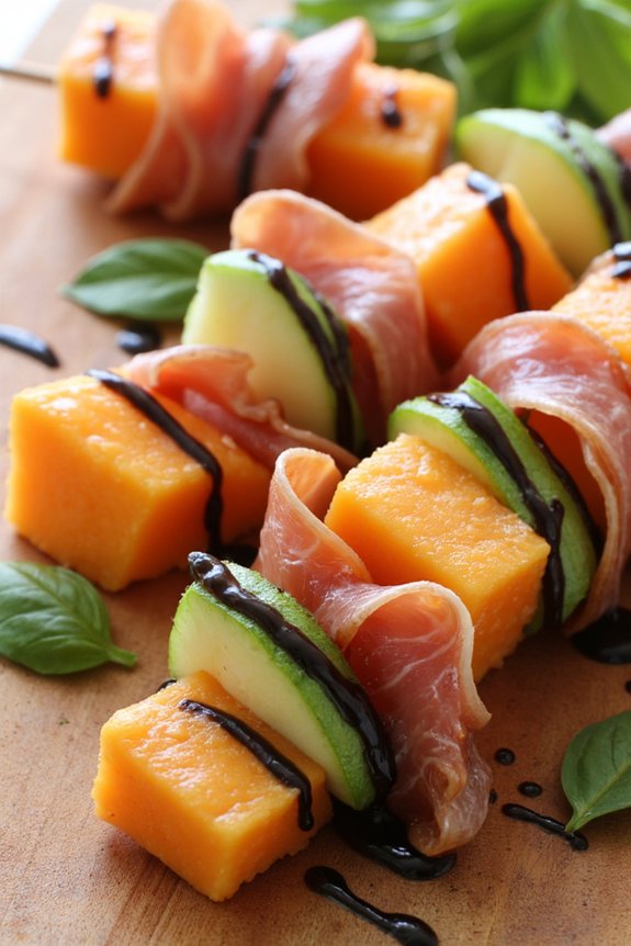 prosciutto melon summer skewers