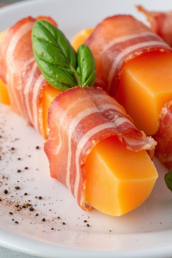prosciutto wrapped melon appetizer