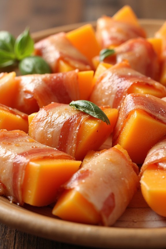 prosciutto wrapped melon appetizer