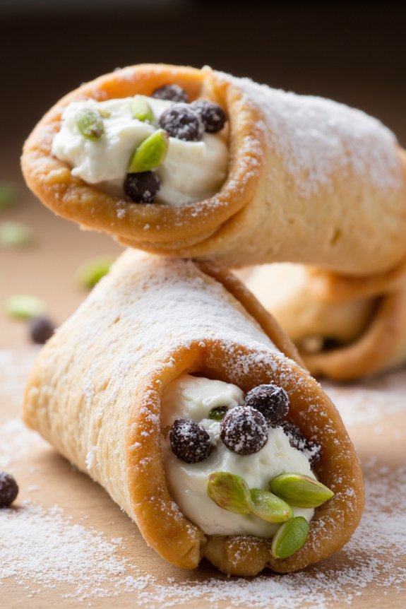 ricotta filled chocolate cannoli