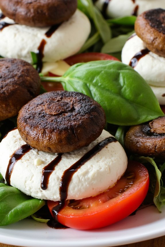 roasted mushroom caprese salad