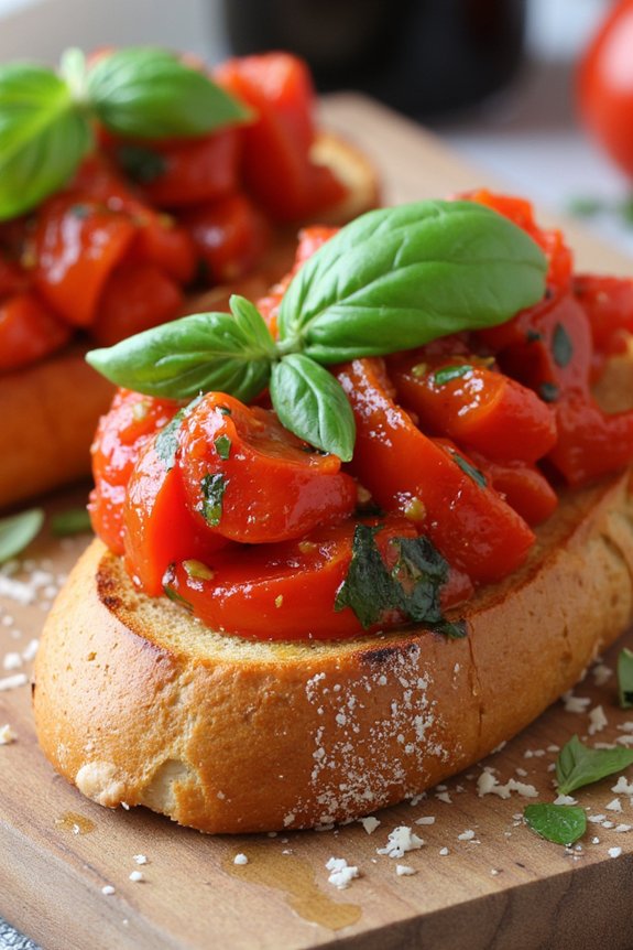 roasted pepper topped bruschetta