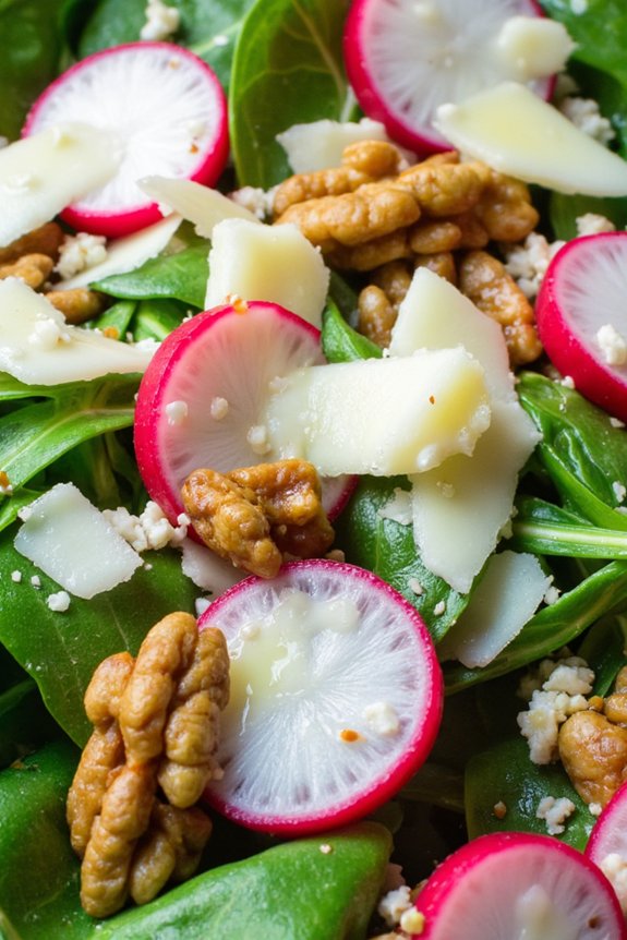 roasted radishes with arugula