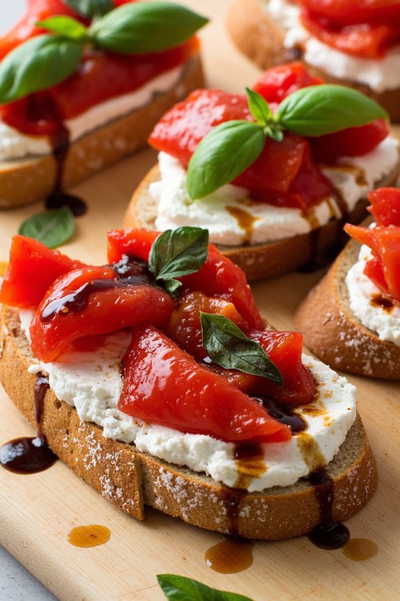 roasted red pepper crostini