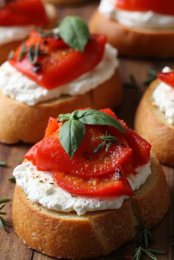 roasted red pepper crostini