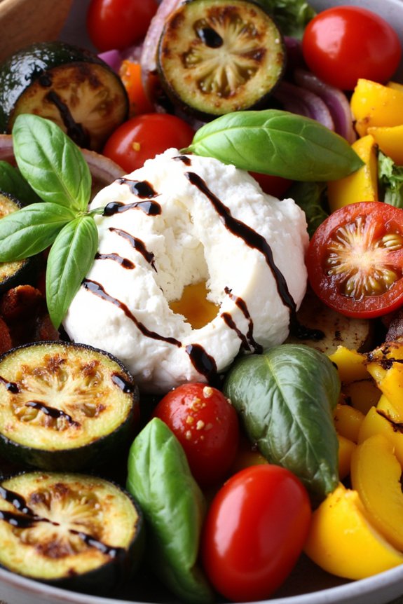 roasted vegetables with burrata