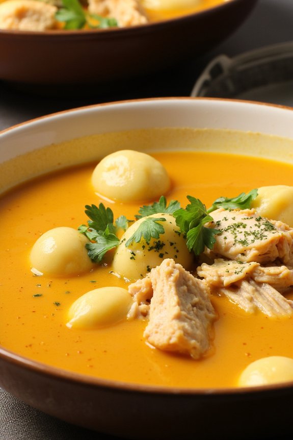 saffron infused chicken gnocchi soup
