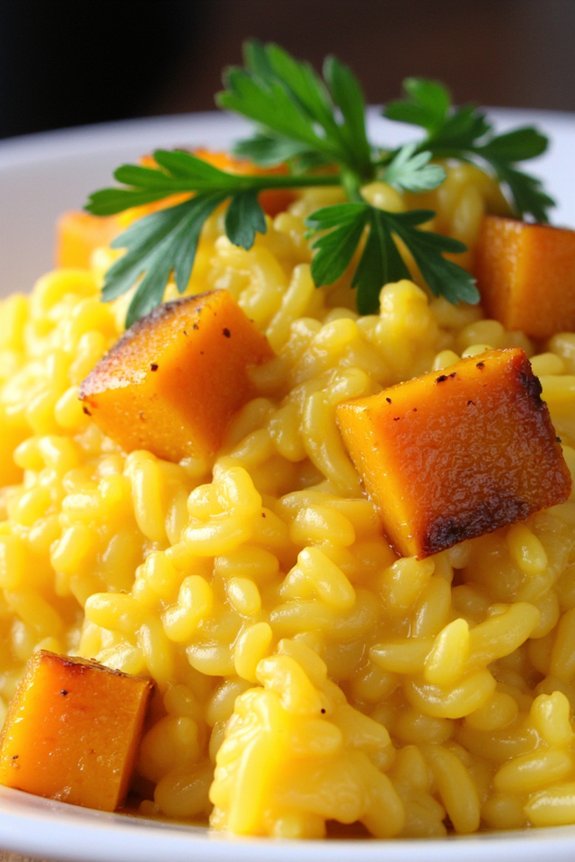 saffron infused roasted squash risotto