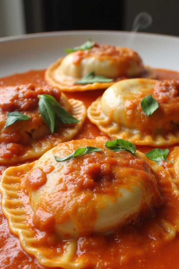 sausage fennel ravioli arrabbiata sauce