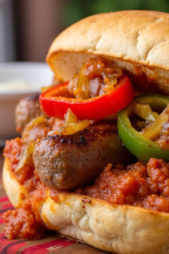 savor hearty sausage sandwiches