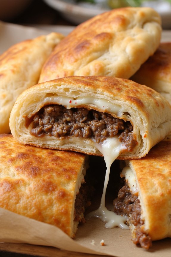 savory beef filled calzones