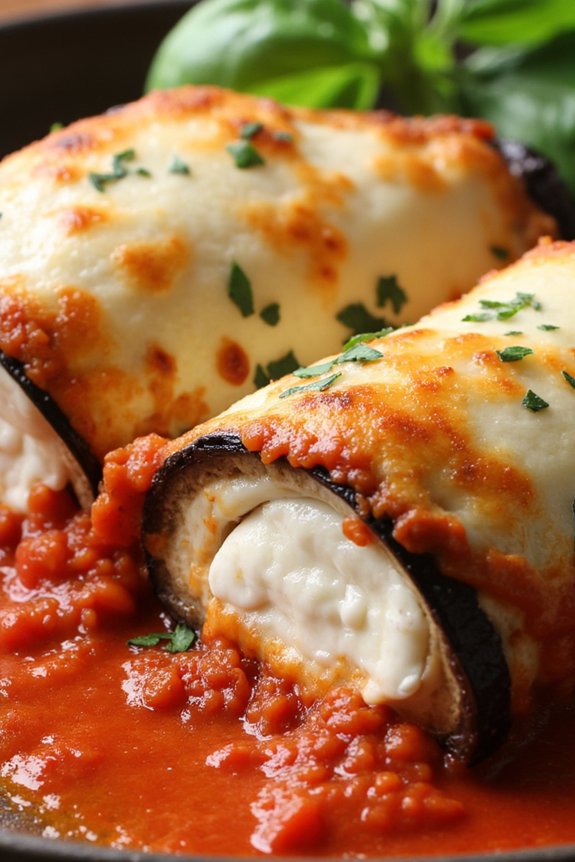 savory eggplant cheese rolls