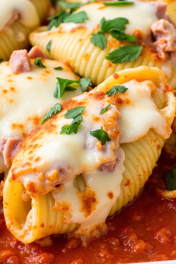 savory ham cheese shells