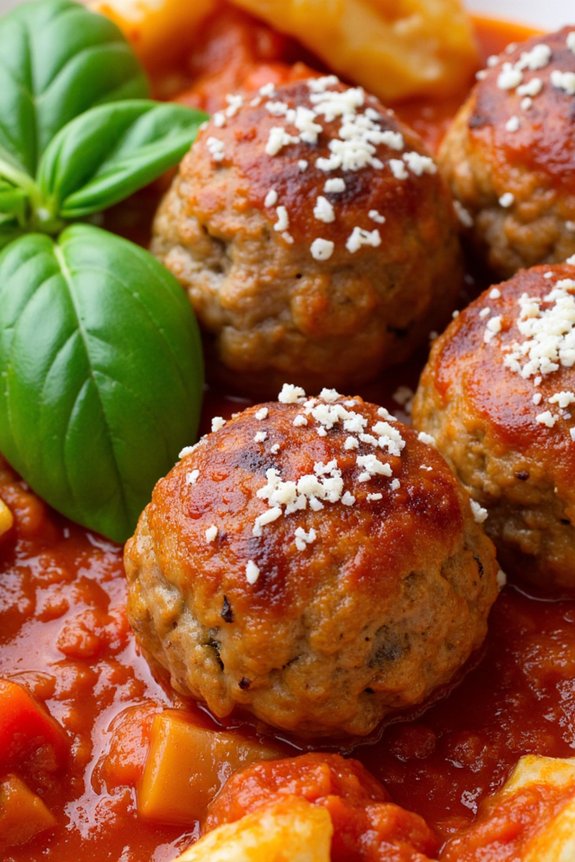 savory meatballs in tomato sauce