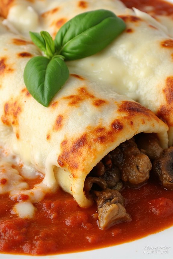savory mushroom sausage manicotti