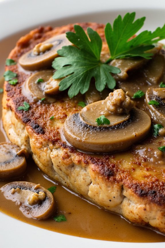 savory pork chops with mushrooms