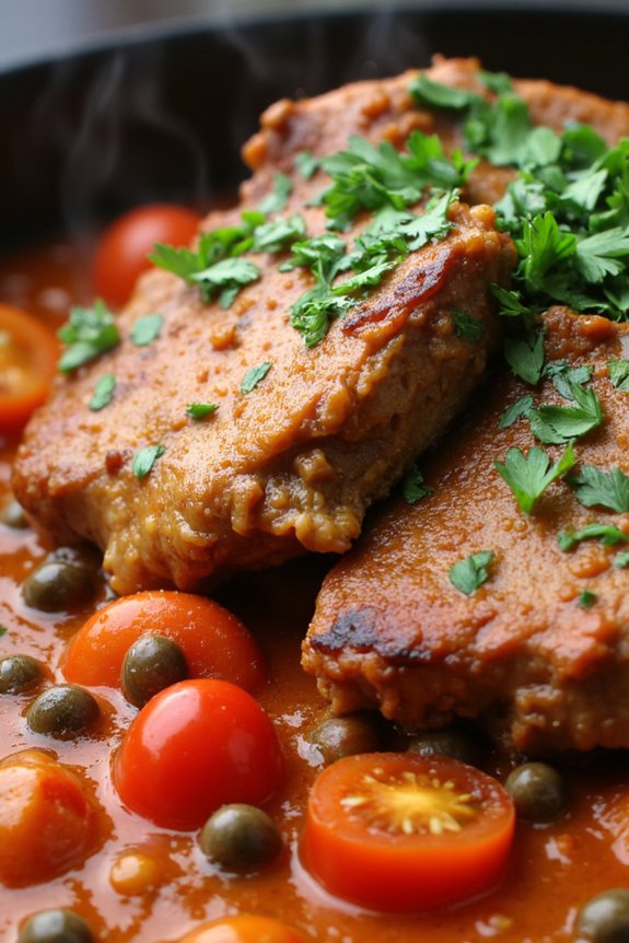 savory pork with capers