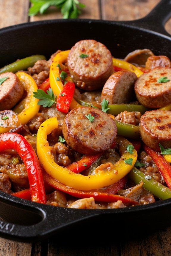 savory sausage and peppers skillet