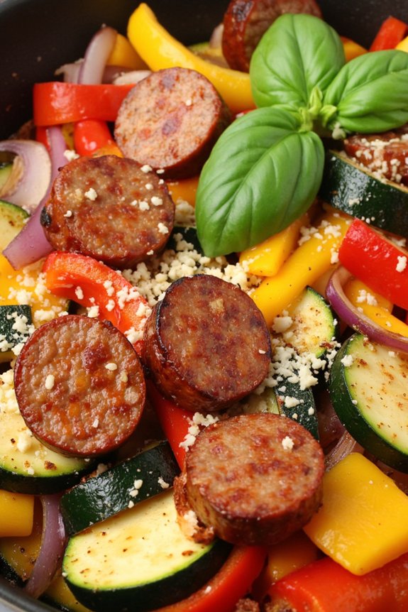 savory sausage and vibrant vegetables
