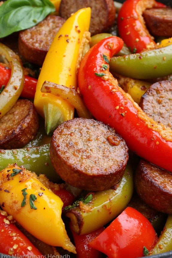savory sausage with sweet peppers