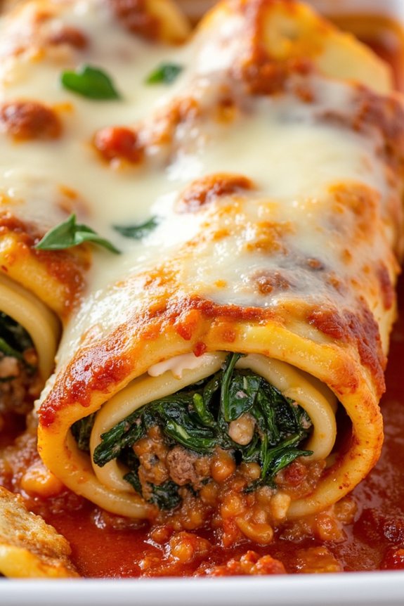 savory spinach beef cannelloni