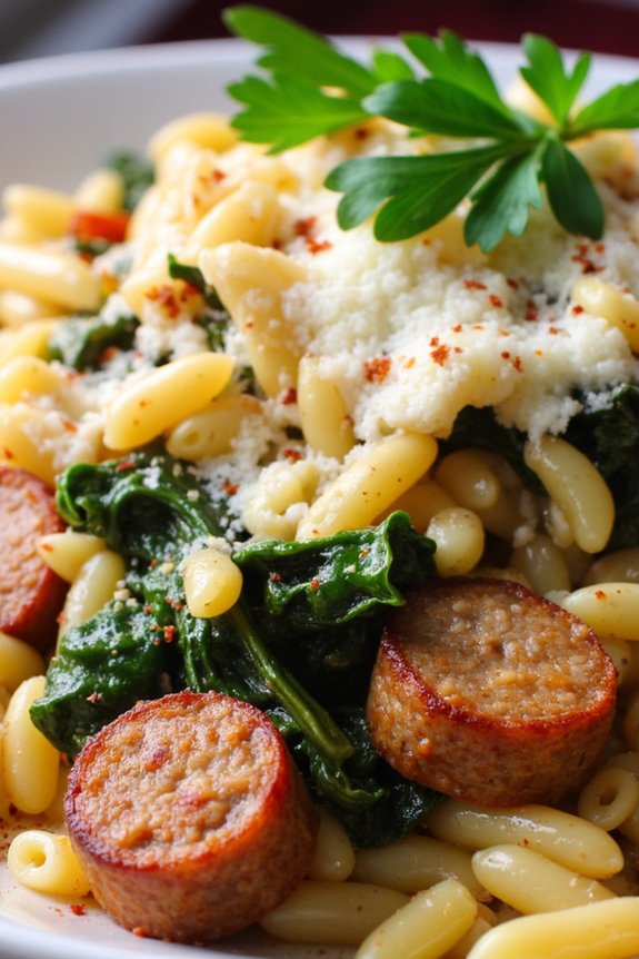 savory tuscan sausage orzo