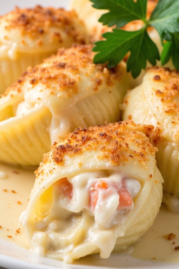 seafood alfredo stuffed shells