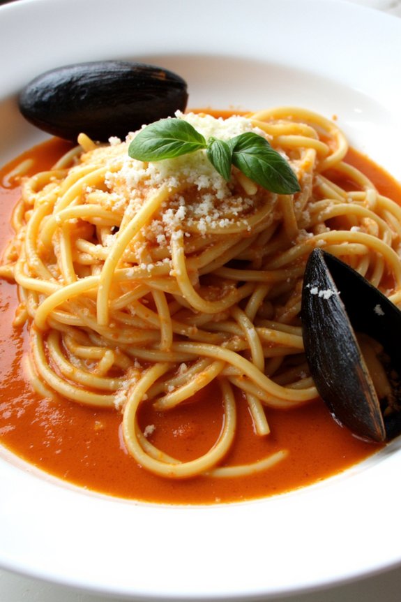 seafood bolognese with mussels