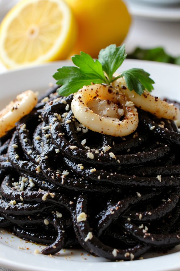 seafood pasta with squid ink