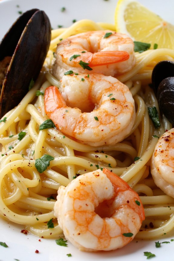 seafood pasta with white wine