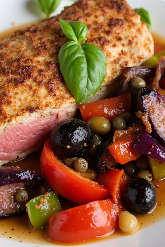 seared tuna with caponata elegance