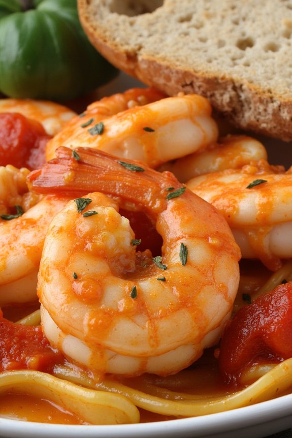 shrimp in roasted pepper sauce