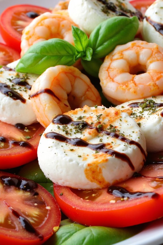shrimp tomatoes mozzarella basil