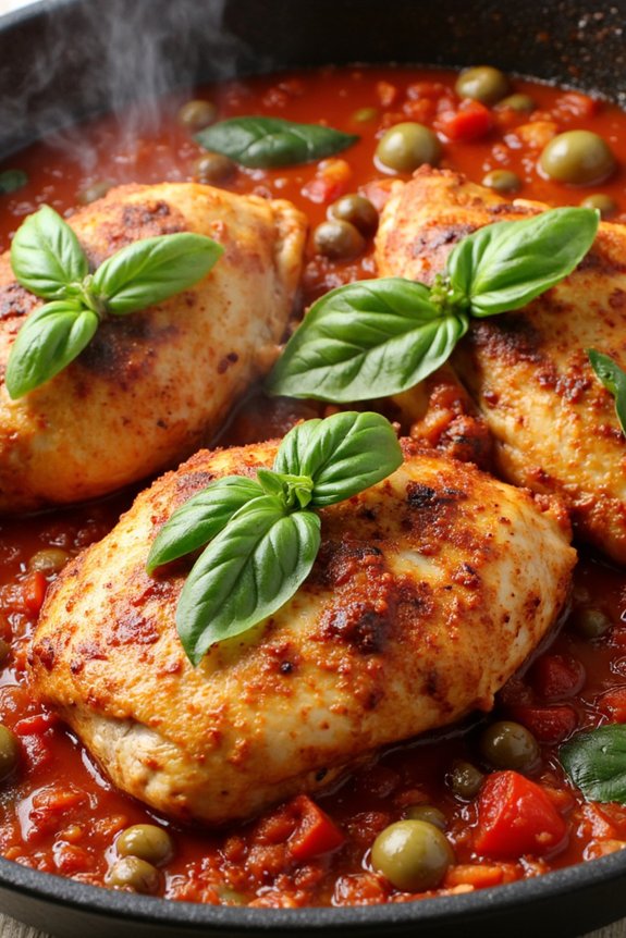 sicilian chicken with mediterranean flavors