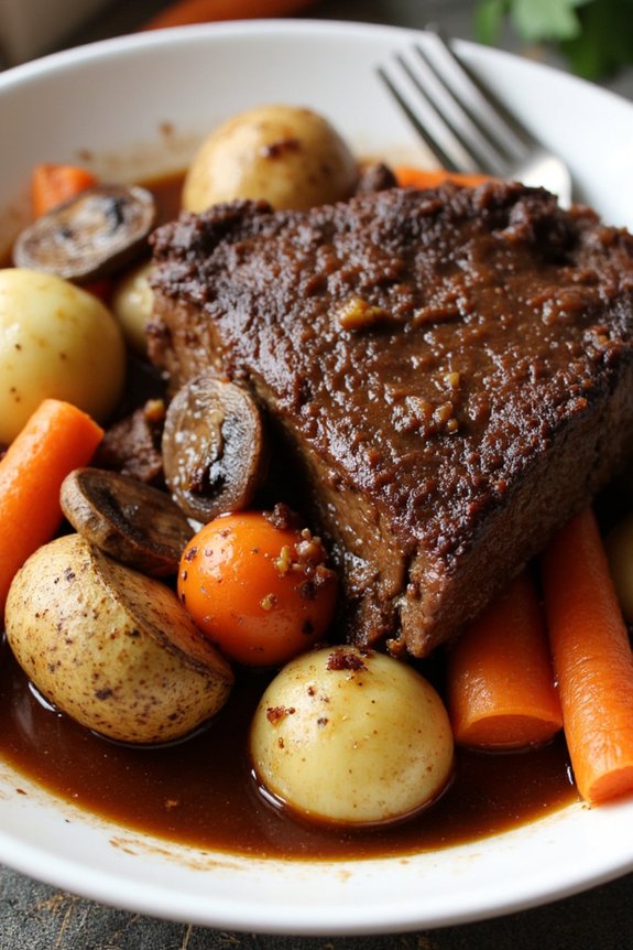 slow cooked beef in wine