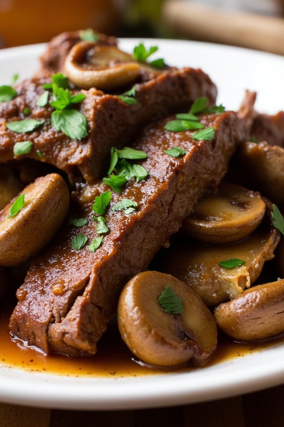 slow cooked mushroom beef roast