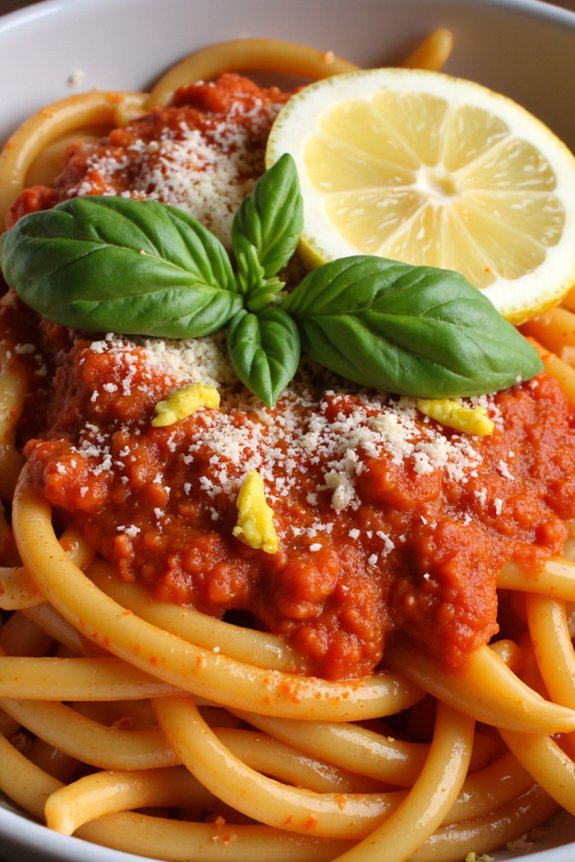 spicy lemon tomato pasta