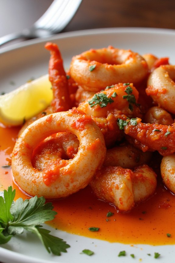 spicy squid with garlic sauce