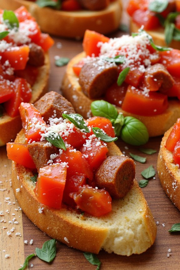 spicy tomato chorizo bruschetta delight
