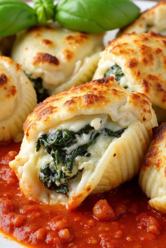 spinach artichoke pasta shells
