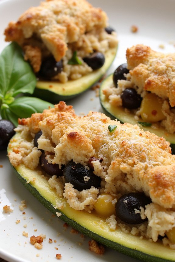 stuffed zucchini with drizzle