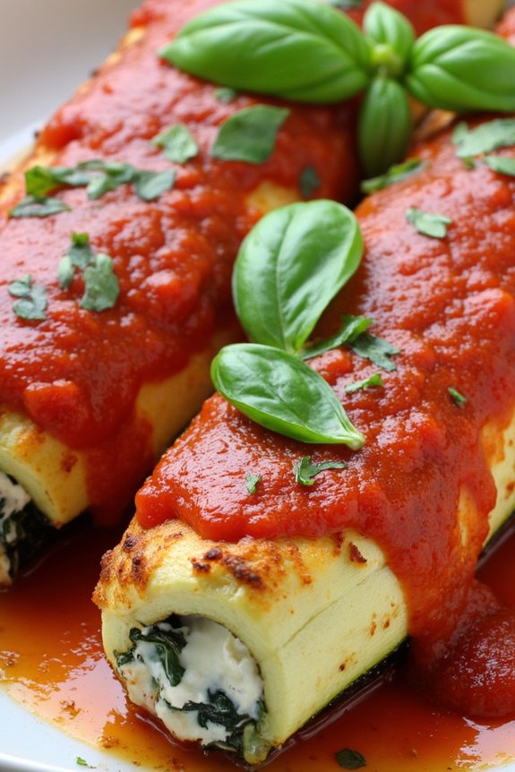 stuffed zucchini with marinara