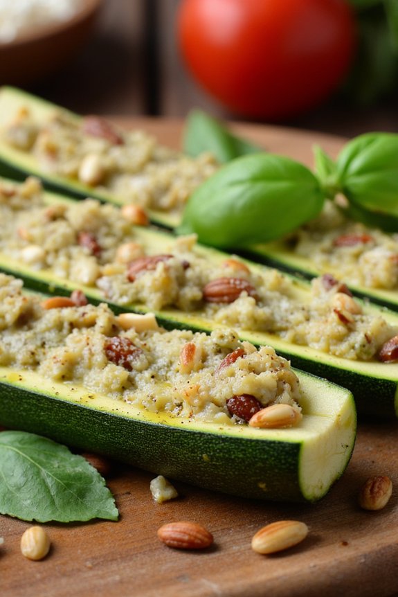 stuffed zucchini with pesto
