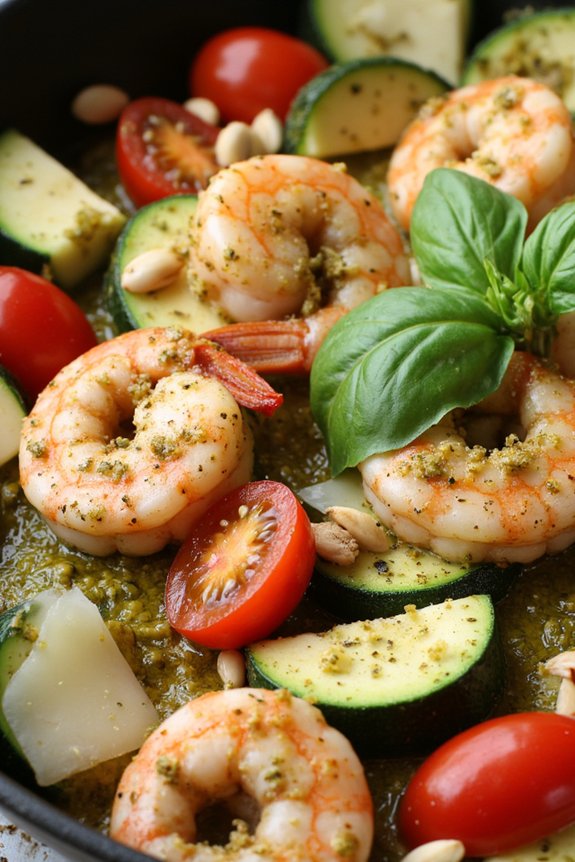 succulent shrimp with zucchini