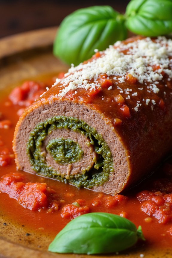 tender beef rolls with pesto