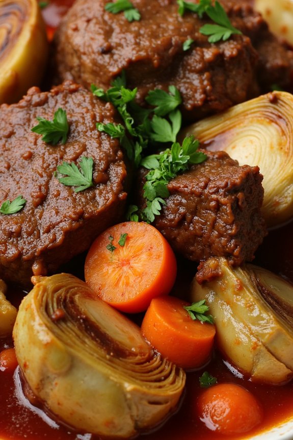 tender beef with artichokes