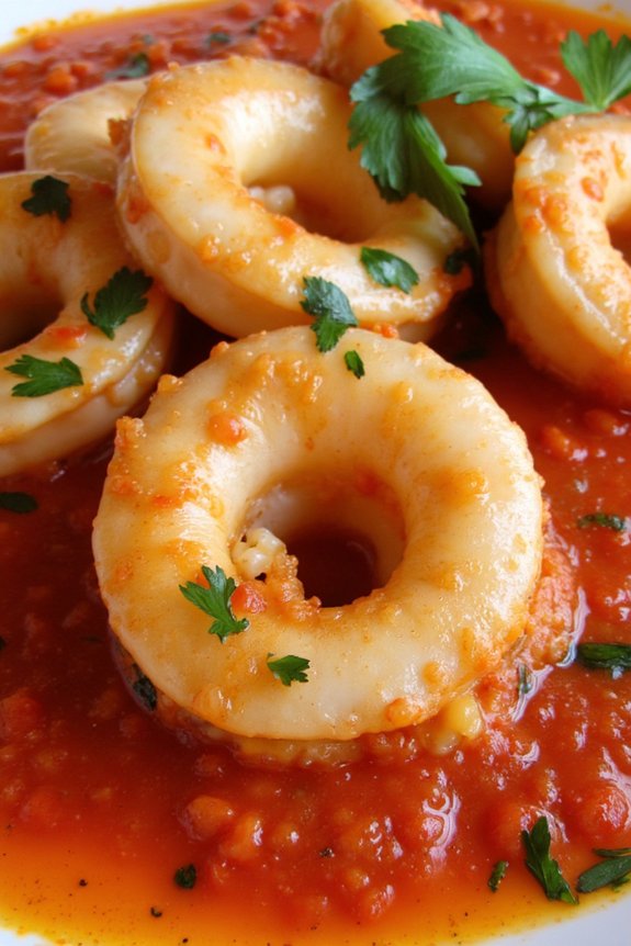 tender calamari in sauce